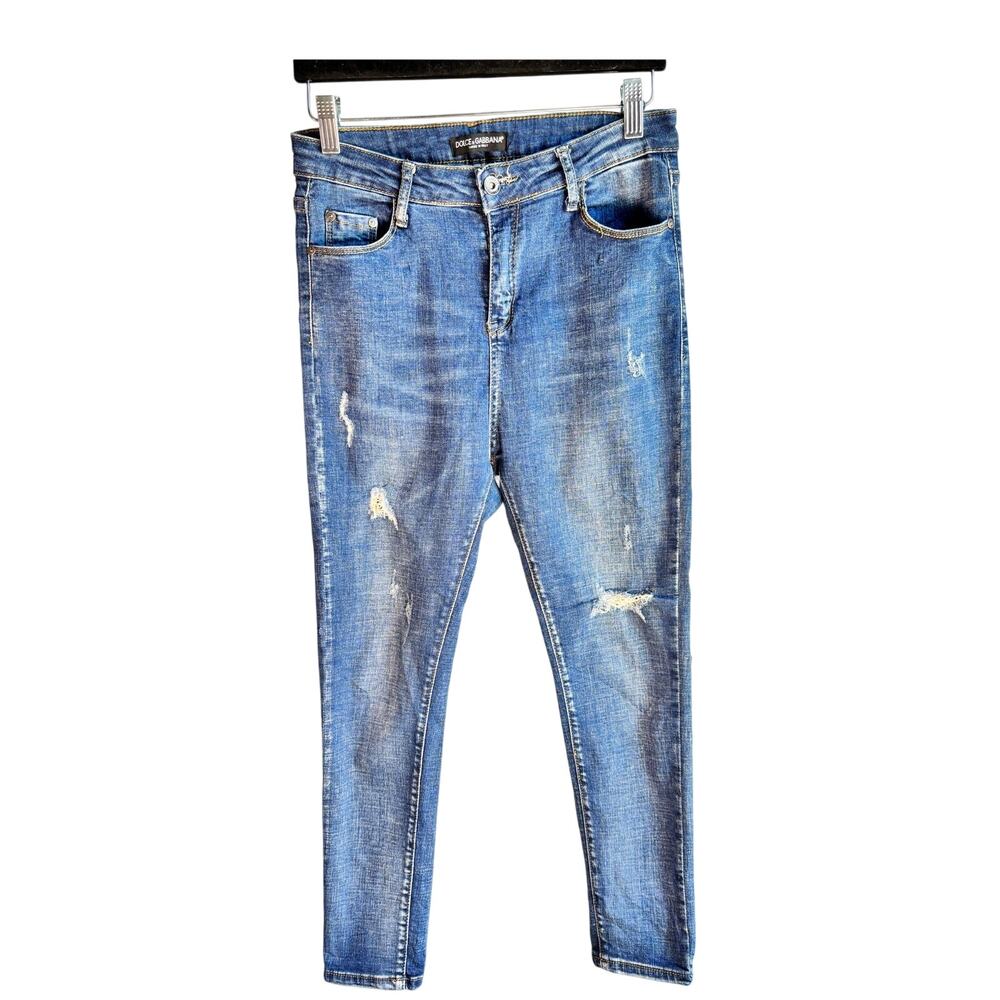 Dolce & Gabbana Skinny Jeans Womens 30 Distressed Blue Wash Italy Denim